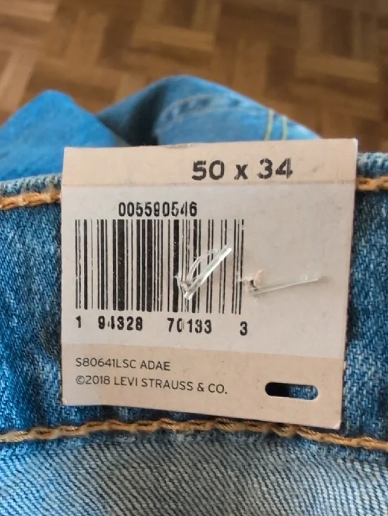 Brand New 559 Levi's light blue denim relaxed straight jeans with red tab 50x34 - Picture 5 of 6